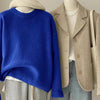 Vintage Grey V-Neck Knit Pullover Sweater for Women – Casual Loose Fit, Autumn/Winter