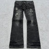 Y2K Retro Double-Waist Lace-Up Micro Flare Jeans for Women — Washed Streetwear