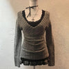 Y2K Harajuku Emo V-Neck Knit Sweater for Women — Slim Chic Solid Pullover, Autumn/Winter Streetwear