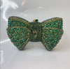 Rhinestone Bow Evening Clutch Minaudiere - Sparkling Bridal Wedding Bag 18 cm (7.1 in) with Chain
