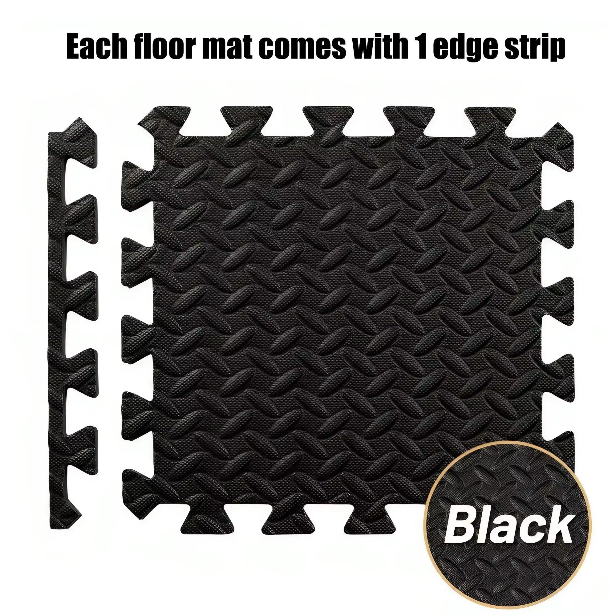 12-Pack EVA Interlocking Foam Floor Tiles 12 x 12 in (30 x 30 cm) 10 mm – Non-Slip Home Gym & Kids Play Mat, Black/Grey