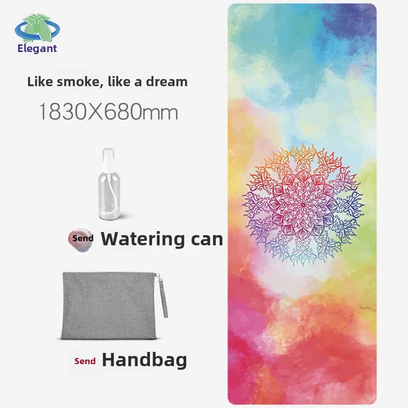 Suede Chamois Yoga Mat 183 x 68 cm (72 x 26.8 in) - Portable Foldable Non‑Slip Exercise Mat for Yoga, Dance & Jump Rope