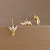 3-Pack 14K Gold-Plated Stainless Steel Crown Stud Earrings for Women with Crystal Zircon — Horse Eye Design