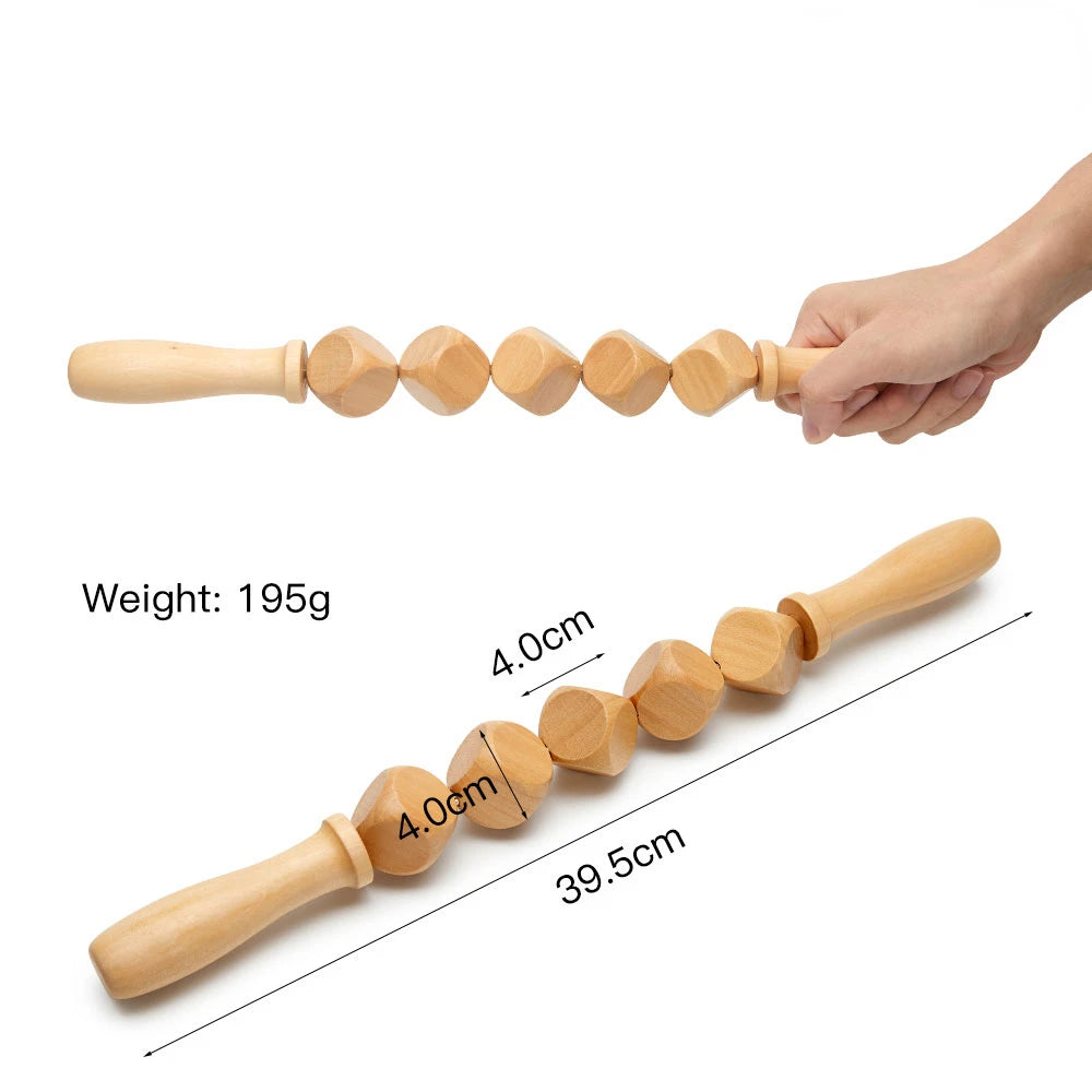 Wood Therapy Massage Roller and Gua Sha - Wooden Anti-Cellulite Slimming Massager for Body, Back & Feet