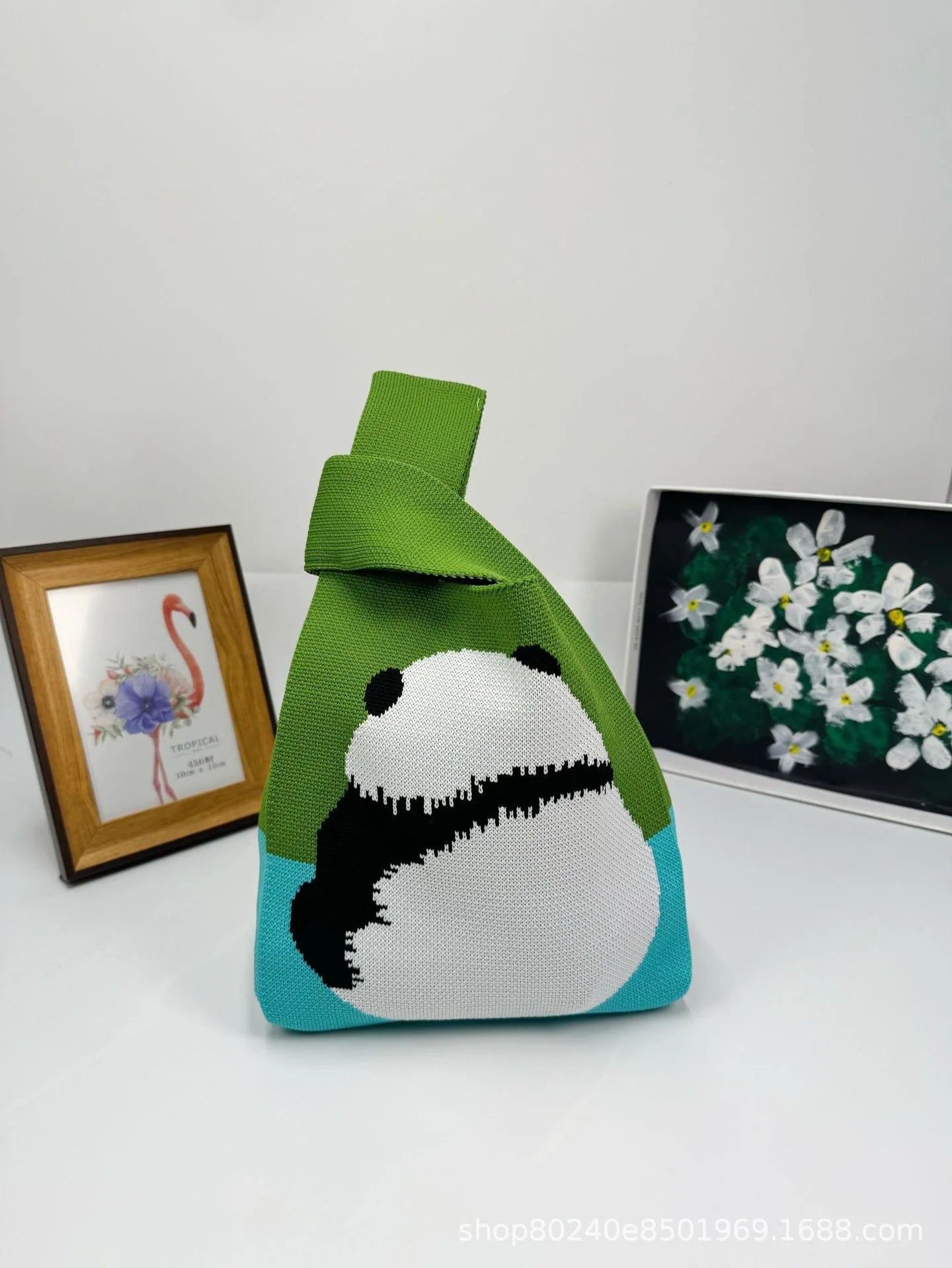 Handmade Knitted Knot Wrist Bag - Striped Mini Tote for Women, Large-Capacity Phone Bucket, Autumn Winter Casual