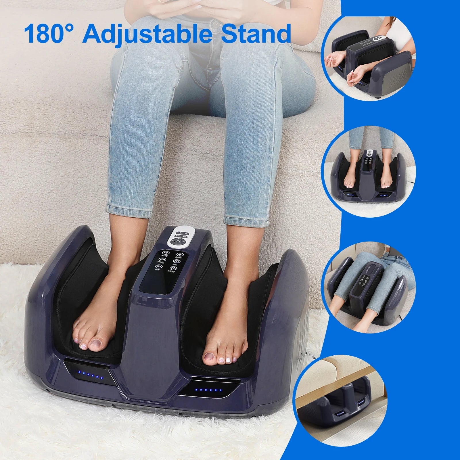 HIMOUTA Shiatsu Foot Massager with Heat – Deep Kneading & Rolling Foot and Calf Massager for Neuropathy Relief, Gift for Women & Men