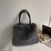 Faux Fur Shoulder Bag for Women, Plush Winter Underarm Handbag — Soft Warm Designer-Style Purse