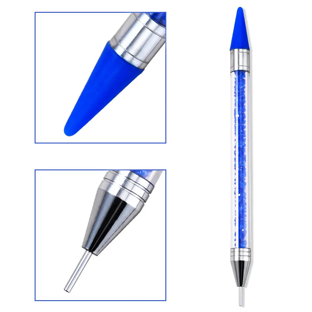 Dual-Ended Wax Rhinestone Picker Pen — Nail Art Dotting Tool for Crystals & Gems