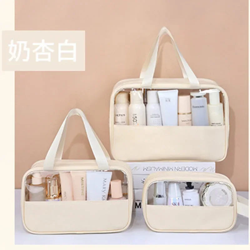 Waterproof Transparent PVC Makeup Bag - Large Travel Cosmetic Organizer with Zipper, 11.8in (30cm)