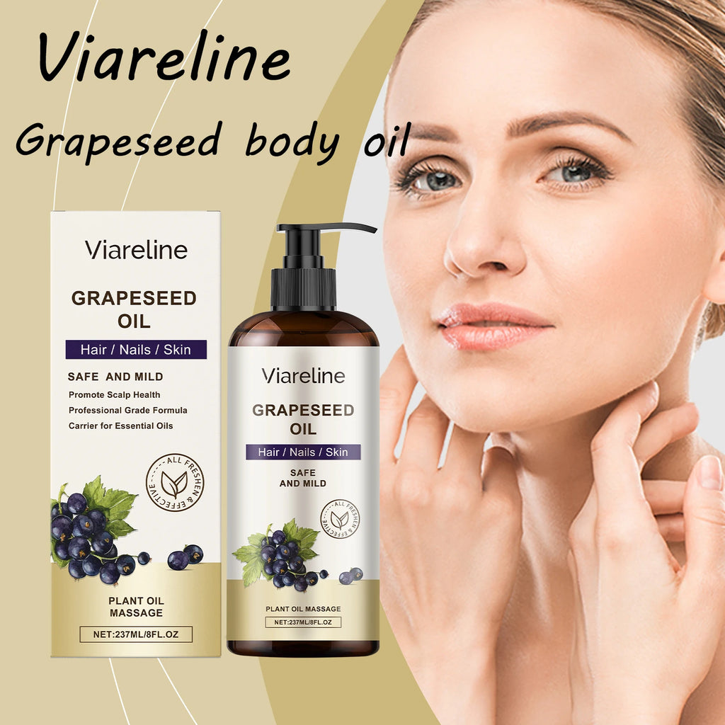 Grapeseed Oil 237 ml (8 fl oz) – Fast-Absorbing Moisturizing Body, Hair & Nail Massage Oil