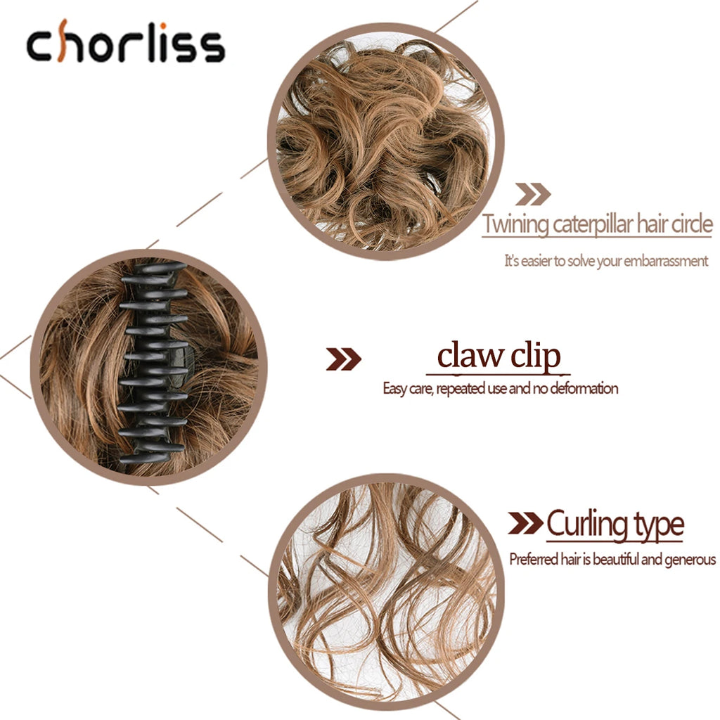 Chorliss 10-Inch (25 cm) Curly Claw Clip-In Ponytail Hair Extension – Fluffy Messy Chignon Bun, ~50 g