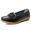 Genuine Leather Slip-On Loafers for Women - Soft Nurse Ballerina Flats, Casual Plus Size