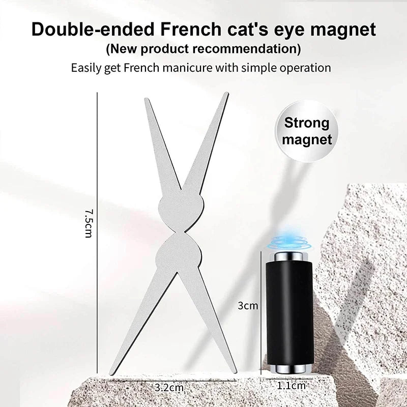 Y-Shaped Double-Head Cat Eye Nail Magnet 1/2-Pack French-Style DIY Magnetic Gel Polish Tool