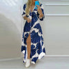 Vintage Boho Printed Maxi Shirt Dress — Turn-Down Collar Button-Front Oversized Beach Robe
