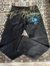 Vintage Statue of Liberty Embellished High-Waist Wide-Leg Denim Jeans – Straight Casual Y2K Harajuku
