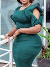 Plus Size Women's Hip-Length Knit Commuter Dress, Elegant Casual Polyester