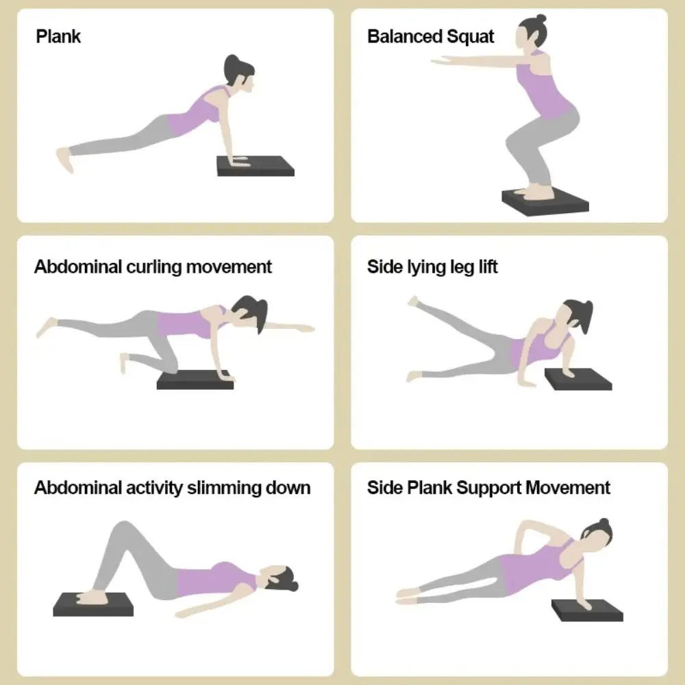 NBR Balance Pad for Yoga & Fitness – 44×30 cm (17.32×11.81 in), 2 cm or 4 cm Thick – Non-Slip Kneeling & Stability Cushion (Purple/Black)