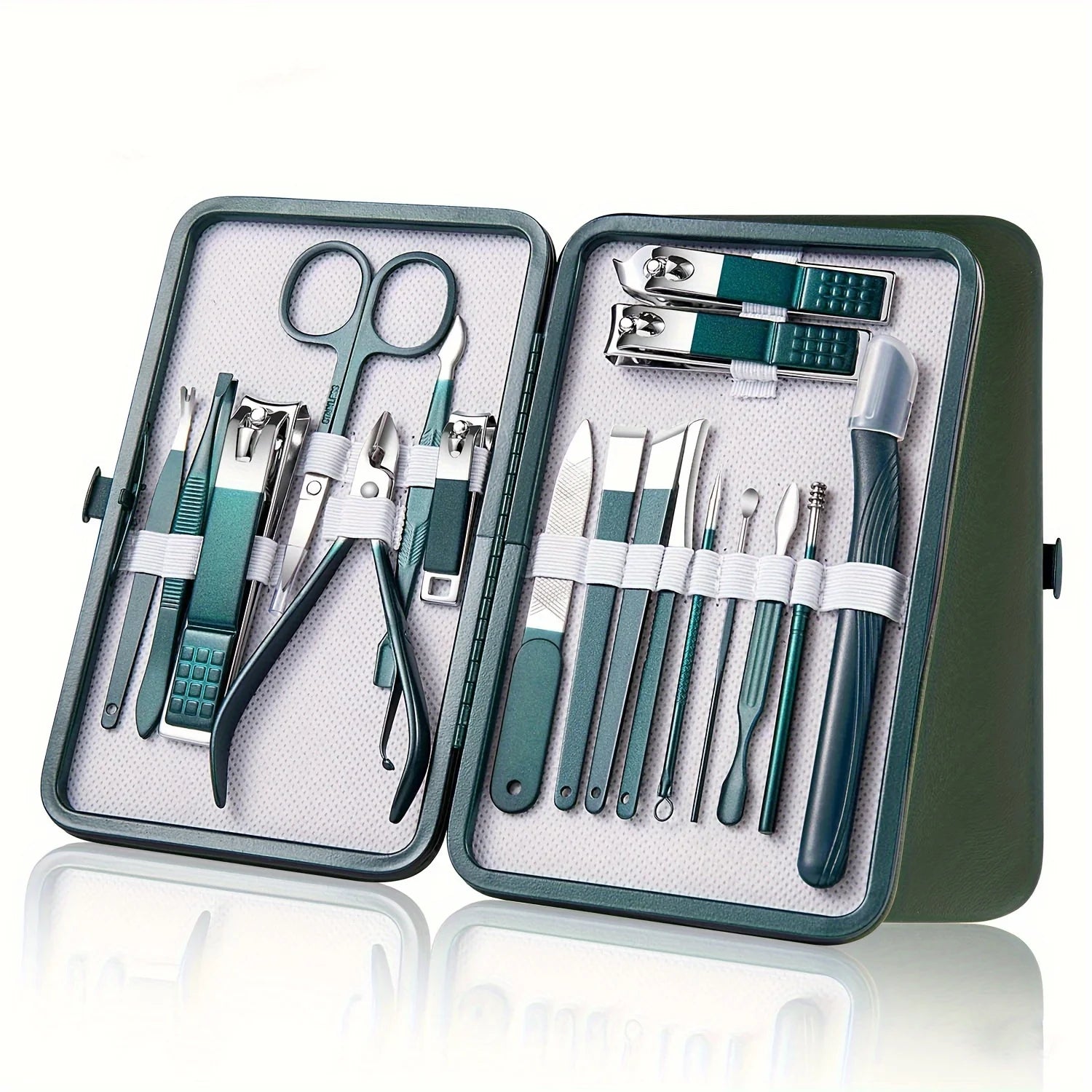 Professional 7-18 Piece Stainless Steel Manicure & Pedicure Set with Travel Case - Portable Nail Care Kit