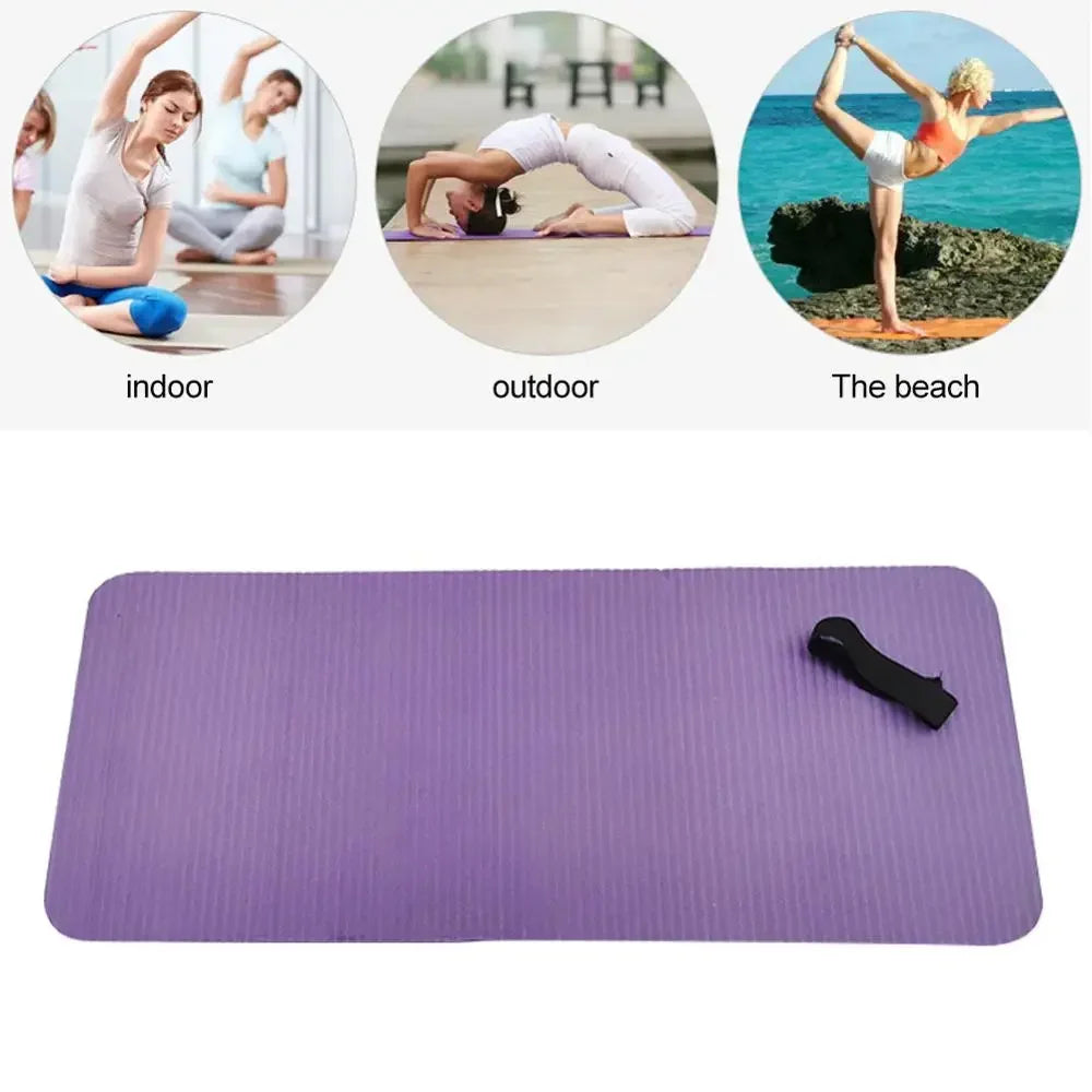 Yoga Knee Pad 15mm Thick Non-Slip Exercise Pad — Large 23.6×9.8 in (60×25×1.5 cm) & Small 11.4×7.5 in (29×19×1.5 cm) for Pilates, Gym & Meditation
