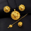 4-Piece Gold Tone African Arab Bridal Jewelry Set – Star Pendant, Ring, Earrings & Head Chain