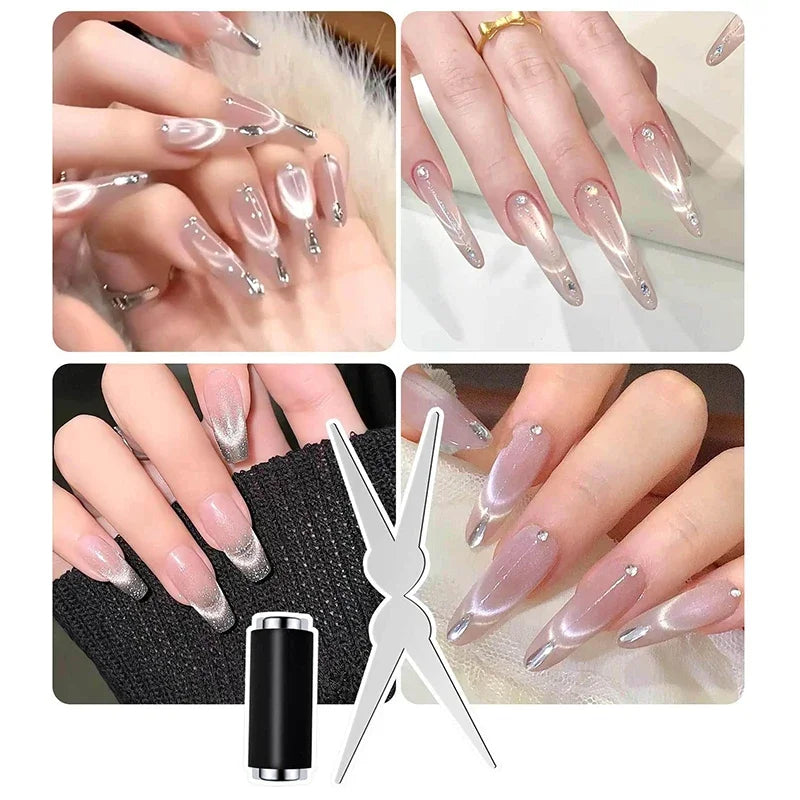 Y-Shaped Double-Head Cat Eye Nail Magnet 1/2-Pack French-Style DIY Magnetic Gel Polish Tool
