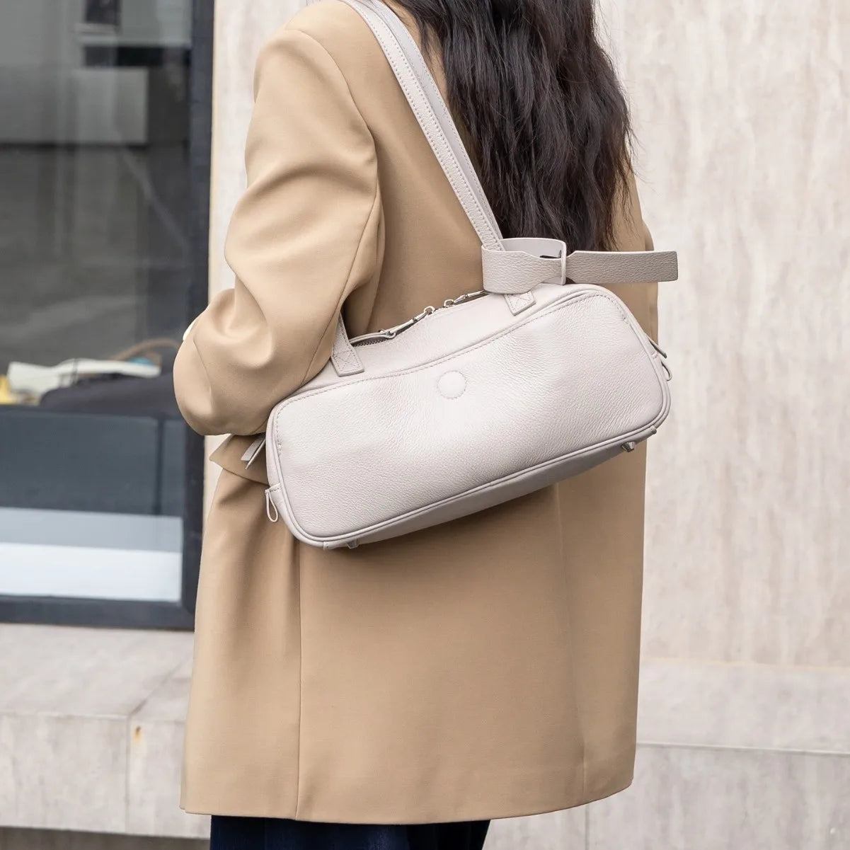 Women's Top-Grain Genuine Leather Hobo Shoulder Bag, Large Vintage Bowling Tote for Office and Everyday