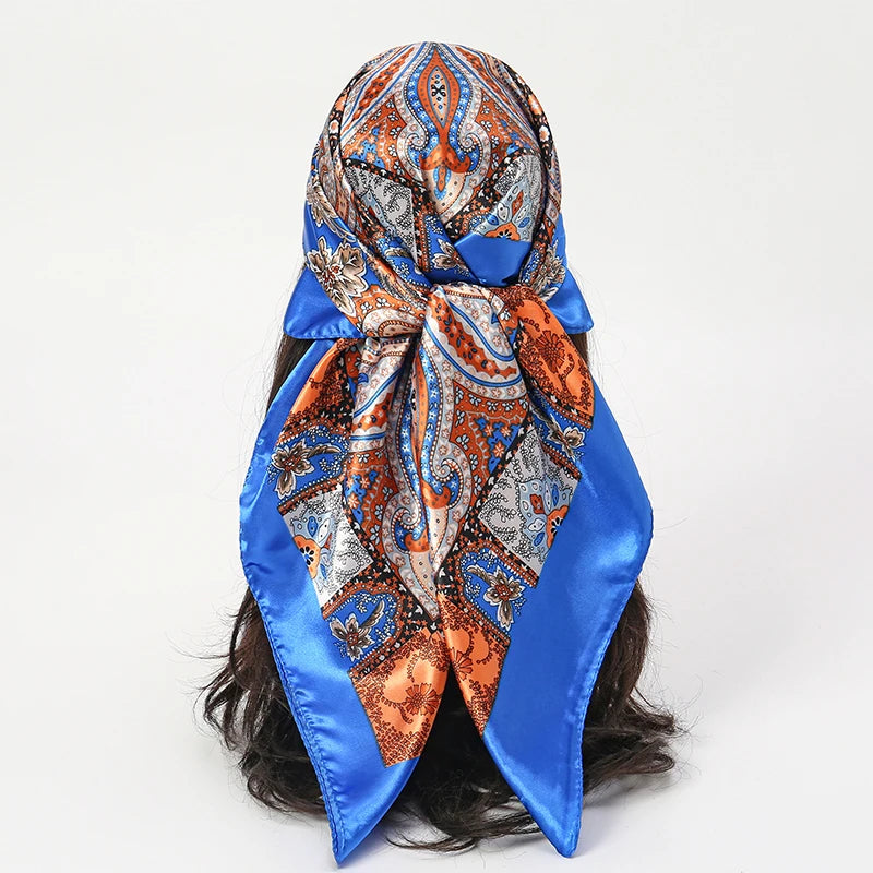 Satin-Feel Square Scarf 90 x 90 cm (35.4 x 35.4 in) – Satin-Look Polyester Hijab, Neckerchief, Shawl & Headscarf for Women