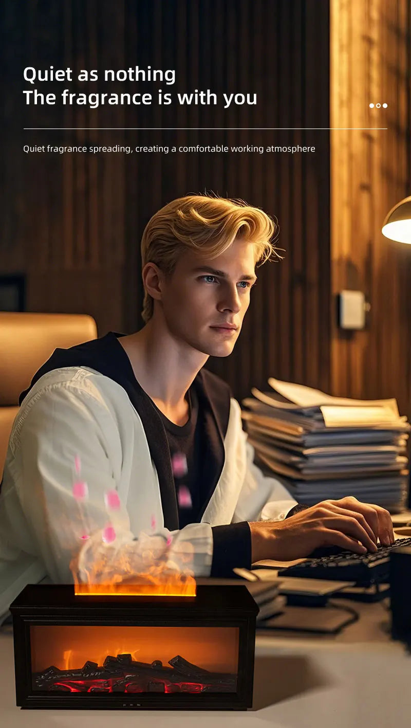7-Color Mini Flame Aromatherapy Diffuser - Essential Oil Fireplace Humidifier