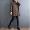 Plus Size Cashmere Knit Turtleneck Sweater Long Loose Thick Warm Black