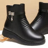 Faux PU Leather Women’s Wool-Lined Winter Snow Ankle Boots — Waterproof Platform, Square Heel 5–8 cm | Sizes EU 34–50