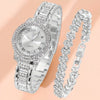 Women's Gold-Tone Rhinestone Quartz Dress Watch Alloy Bracelet Wristwatch