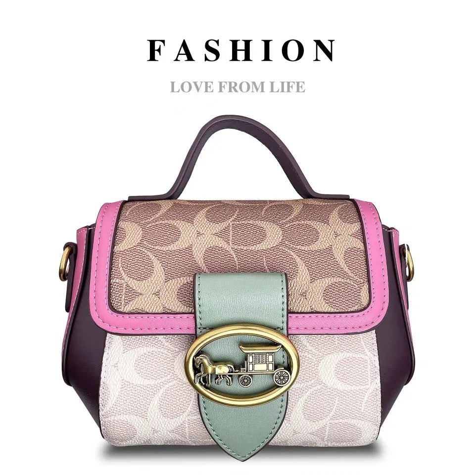 Minimalist Contrast Color Small Box Crossbody Bag for Women High-End Portable Satchel