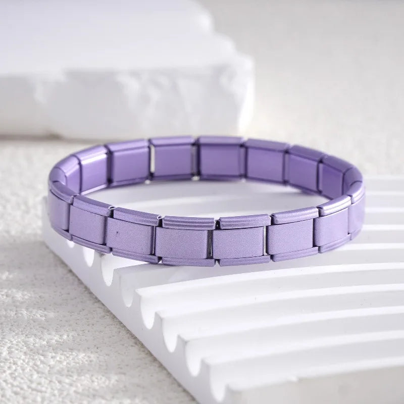 Unisex 9mm Italian Modular Charm Bracelet 18-Piece Stainless Steel Set Starry Plant Cubic Zirconia Charms