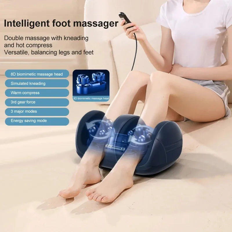 Electric Foot & Calf Massager with Heated Roller and Compression for Blood Circulation & Muscle Relief