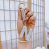 Sparkling Rhinestone Initial Keychain - Round Alloy Letter Charm with Crystal Pendant