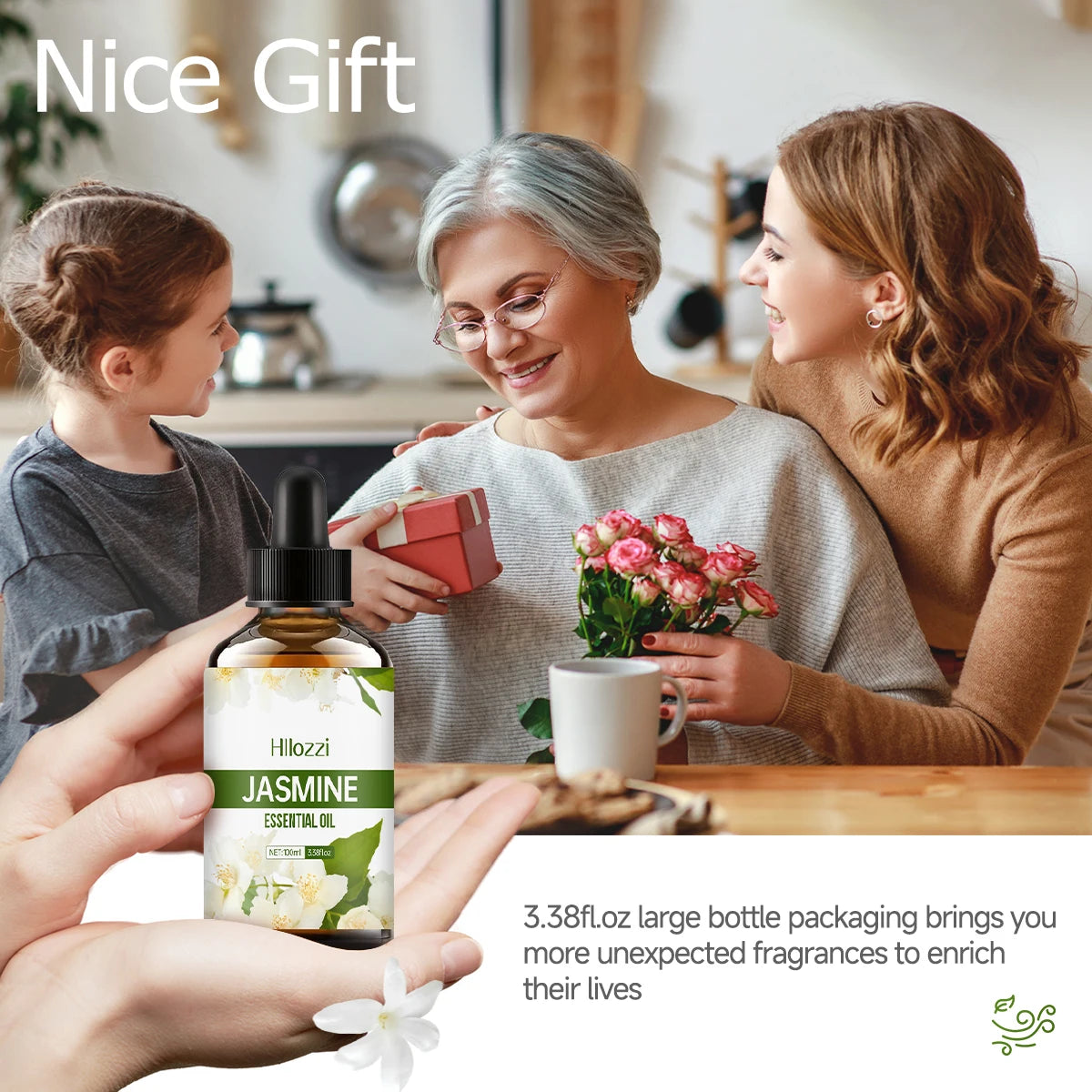 Jasmine Essential Oil – Pure Jasminum Sambac for Massage, Aromatherapy & Facial Care, Long-Lasting Fragrance