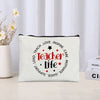 Thank You Makeup Bag Cosmetic Pouch - Merci Teacher Gift Travel Zipper Canvas Pouch (22 x 14 cm / 8.7 x 5.5 in)