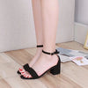 Women's Low Block Heel Sandals - Elegant PU Strappy Dress Heels (3–5 cm / 1.2–2.0 in)
