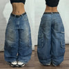 Women's Oversized Baggy Wide-Leg Cargo Jeans with Pockets, Hip Hop Street Style (Unisex)