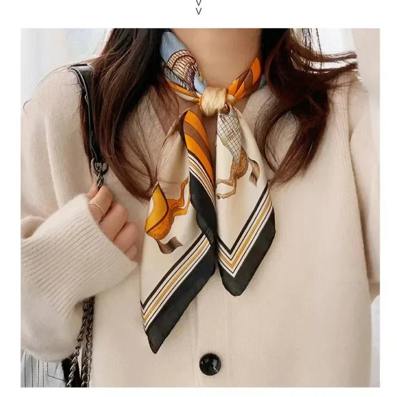 Luxury Satin-Feel Square Scarf 70 x 70 cm (27.6 x 27.6 in) – Women's Fashion Neck Wrap, Headband & Bandana