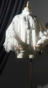 Kawaii Lolita Blouse for Women – Vintage Lace Patchwork Lantern Sleeve Top, Y2K Aesthetic JK Cosplay