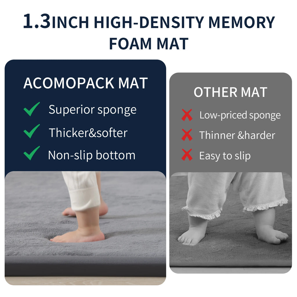 1.3 in (33 mm) Thick Tatami Play Mat - Large Non-Slip Soft Crawling & Kids Yoga Mat for Nursery and Living Room