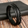 Classic Tiger Eye Beaded Multi-Layer Leather Bracelet for Men — Magnetic Clasp, Punk Style (19/21/23 cm | 7.5/8.3/9.1 in)
