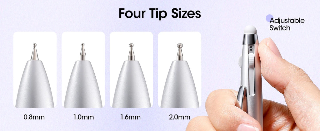 5-in-1 Double-Ended Nail Dotting Pen – 4 Stainless Steel Tips (0.8/1.0/1.6/2.0 mm) + Silicone Head for Chrome, Gradient & Rhinestones