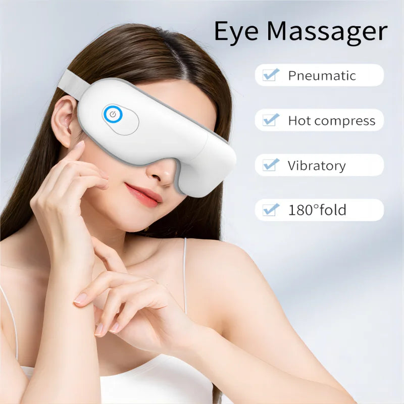 Foldable Heated Bluetooth Eye Massager with Airbag Compression, Music, Eye Care Mask for Eye Strain, Dry Eyes & Improved Sleep