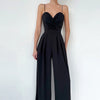 ELSVIOS Women's High-Waist Wide-Leg Ankle-Length Jumpsuit with Hollow-Out Tatting Detail - Polyester Streetwear