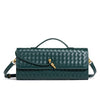 Woven Leather Baguette Shoulder Bag, Genuine Cow Leather Crossbody Handbag for Women