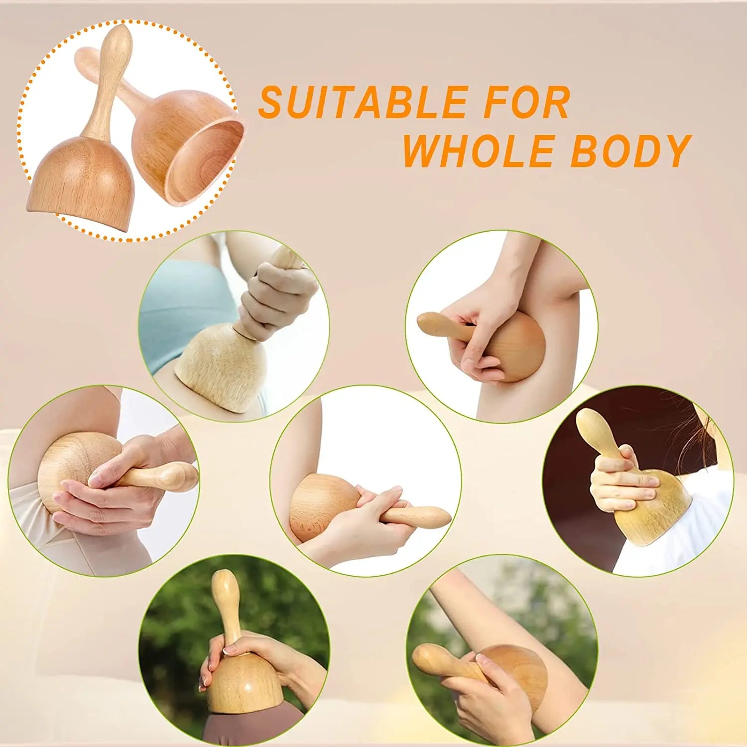 Wood Therapy Massage Roller and Gua Sha - Wooden Anti-Cellulite Slimming Massager for Body, Back & Feet