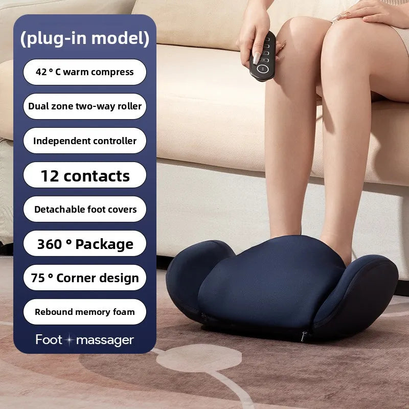 FLYBOX Cordless Electric Foot & Calf Massager – Deep Kneading Rollers, Hot Compress, 3-Speed Portable Spa