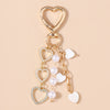 Bowknot Love Heart Keychain with Crystal Pearl Cute Handbag Key Ring Gift for Women and Girls